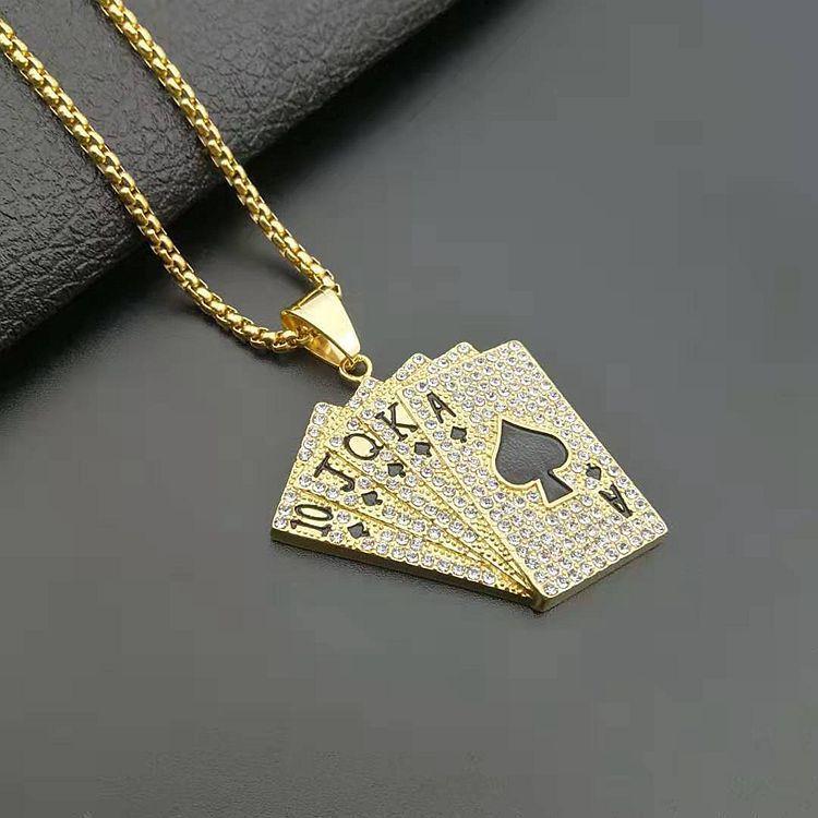 New European and American Jewelry Diamond Set Flush Poker Pendant