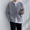 Men's Korean Double Zipper Round Neck Casual Knit Cardigan - Loose, Versatile, Solid Color Sweater.