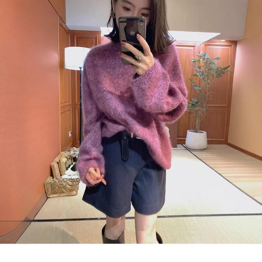 Women's Marled Yarn Round Neck Wool Sweater - Autumn/Winter Thickened & Fashionable Cashmere Inner Layer