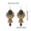 New Vintage Colorful Crystal Earring for Women Luxury Gold Color Round Carved Bell Pendant Earrings Girl Female Boho Jewelry