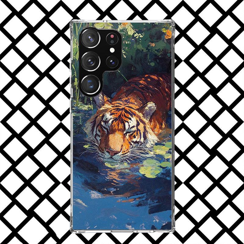 Superior Tiger Pattern Art Phone Case for Samsung Galaxy S26 S25 Edge S24 S23 Ultra S22 Plus S21 FE S20 + Soft Cover Print Funda