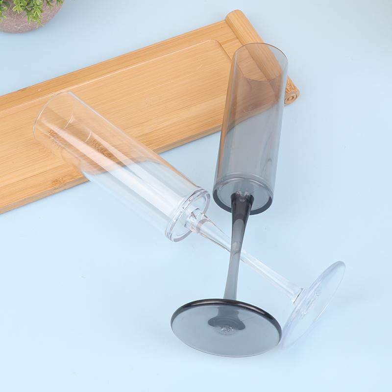 1Pc Transparent Black Goblet Glass For Wedding Party Toasting Cups Champagne Plastic Cups Home Bar Wine Glasses