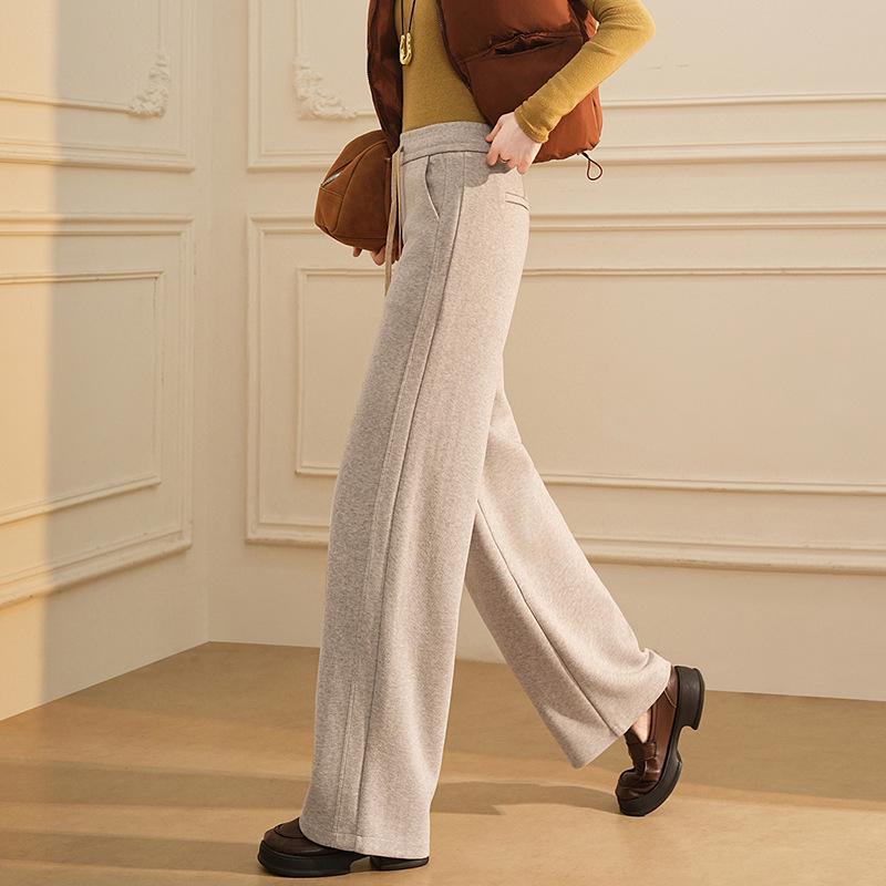

Women s Wool Blend Straight Leg Trousers - High Waist, Slimming, Plus Size, Drape, Versatile for Autumn/Winter 2025 XL (125-140 jin) грязно-белый