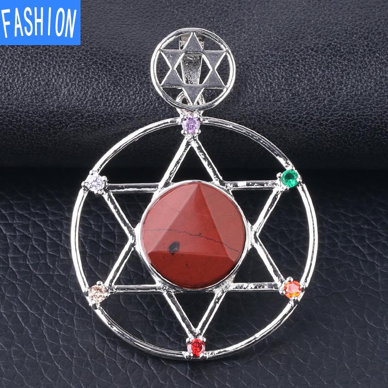 Yönlü Kristal Taş David'in Yıldızı David'in Kalkanı Altı Sivri Yıldız Çift Katmanlı Elmas Kolye Kolye Erkekler Ve Kadınlar Için