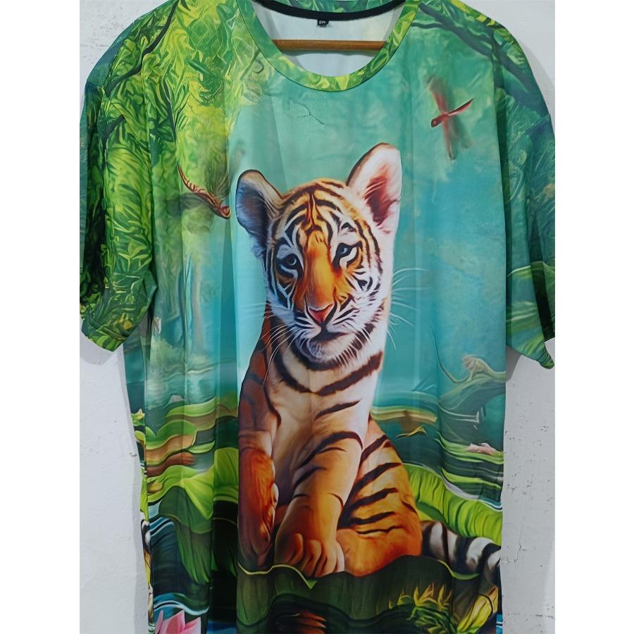 Summer 3D Printed T Shirts Round Neck Streetwear Casual Knit Stretch Fabric Soft T Shirt Men Plus Size European Male Tee Shirts