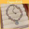 Vintage Style Zircon Stone Round Pearl Bracelet For Women Elegant Accessory