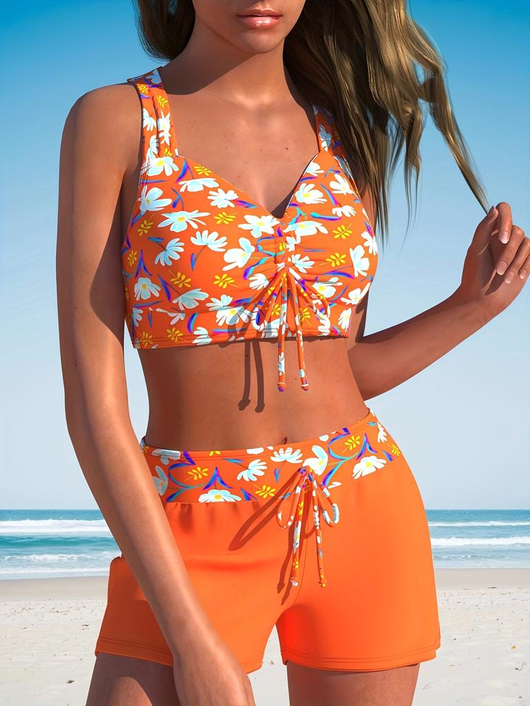 Split swimsuit women's beach new swimsuit bikini summer bikini floral hot spring sexy
