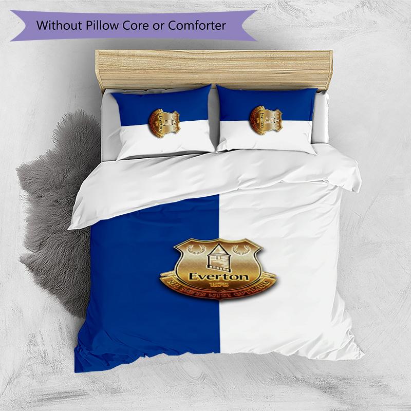 Everton Football Printed 3 Pieces Bedding Set, Comfortable Skin Friendly Bedroom Duvet Cover Set