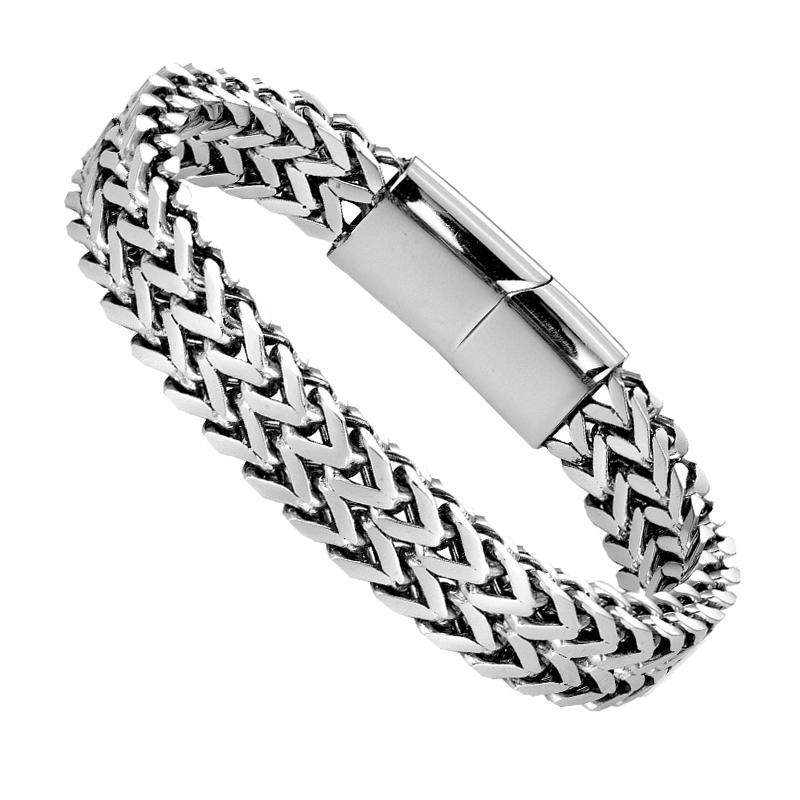 8MM Luxry Double Curb Chain Bracelets for Men Stainless Steel Punk Rock Biker Antique Cubic Chain Male Pulseira Jewelry