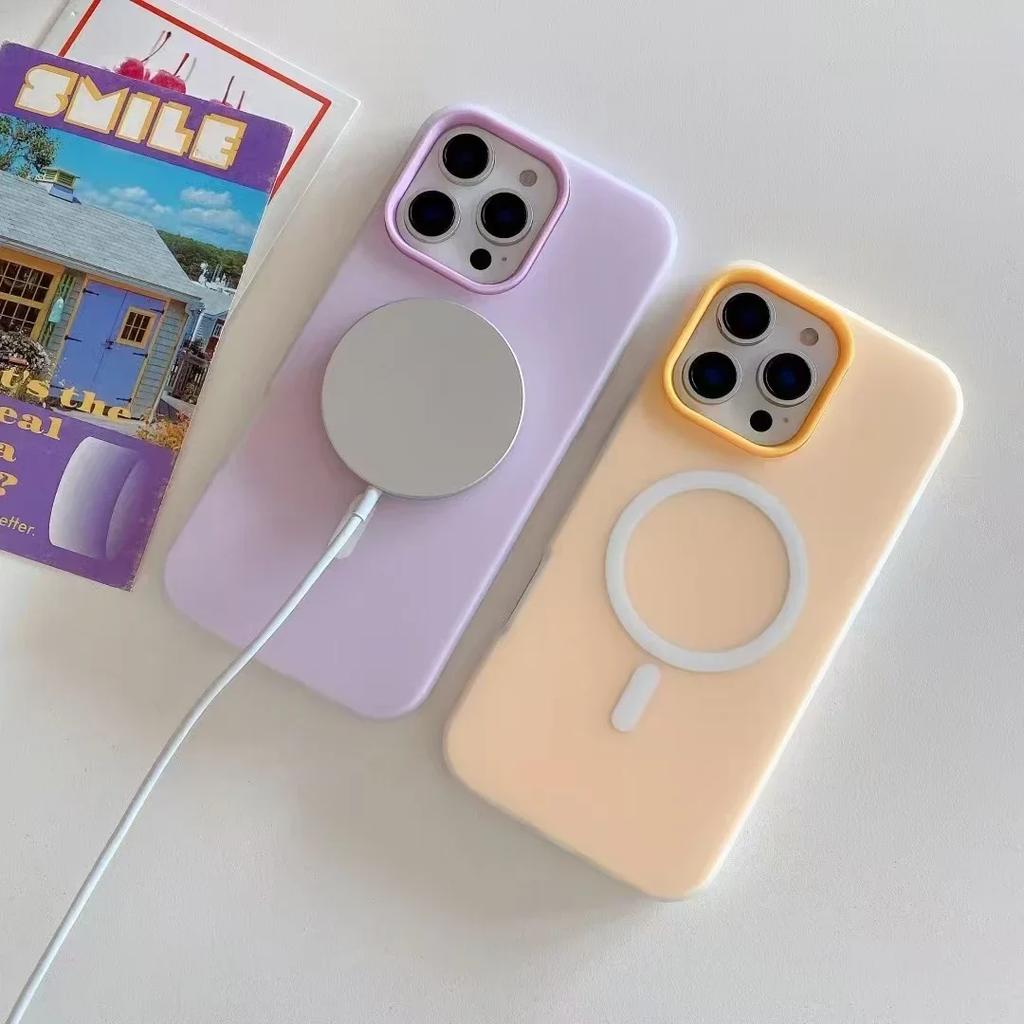 Luxury Candy Color 2 IN 1 Phone Case for Magsafe iPhone 17 Air 16 E 15 14 Plus 13 11 12 Pro Max Charge Clear Matte Soft Case