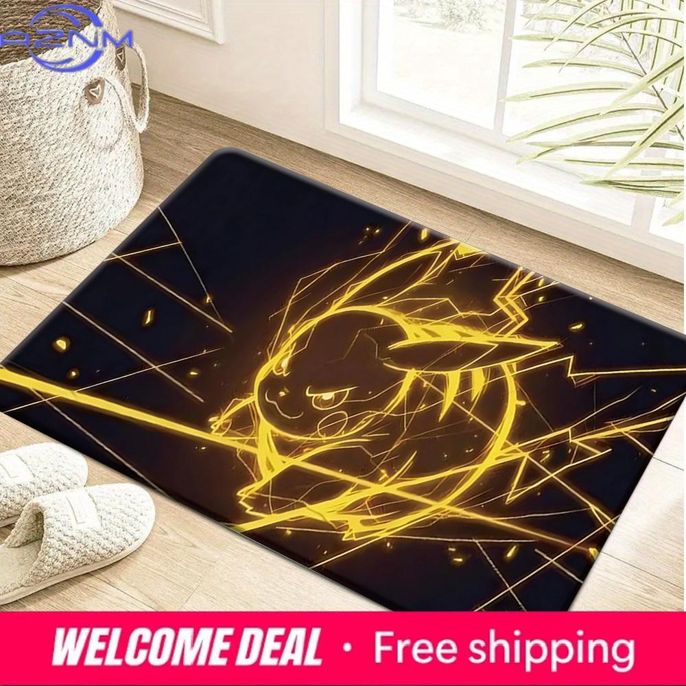 Pokemon Pikachu Neon Lightning Print Non-slip Doormat Soft Floor Mat for Home Decor 40x60cm