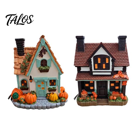 Lampe Maison Citrouille Style Rétro, Maison Citrouilles Illuminées Vintage, Figurine Manoir Illuminé Halloween, Décor Intérieur, Veilleuse Nuit d'Automne