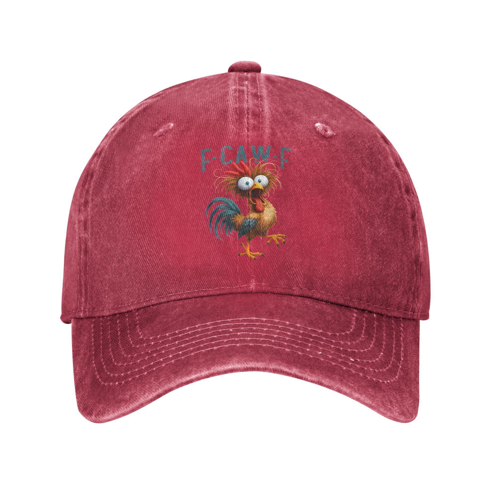 Classic FCawF Funny Chicken Humor Baseball Cap Unisex Distressed Cotton Sun Cap Quote Rooster Meme Outdoor Adjustable Hats Adjustable