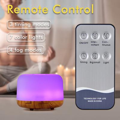 500ml Ätherisches Öl Diffusor Leise Aroma Nebel Diffusoren Ultraschall Luftbefeuchter Fernbedienung Timer Funktion mit Lichtern
