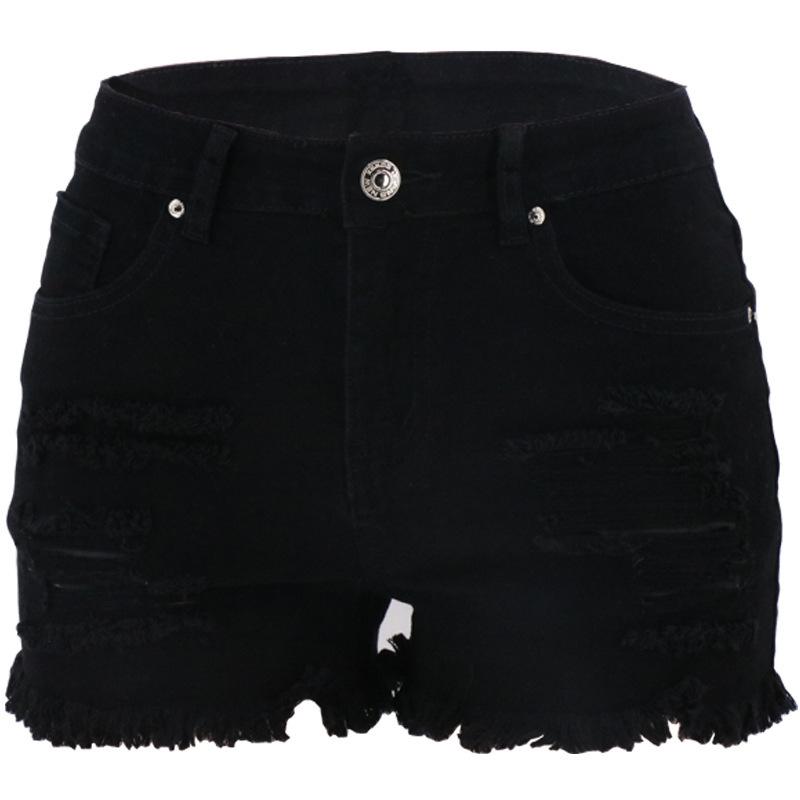 Women s Slim High-Waisted Stretch Denim Shorts - 2022 New Style Leg-Lengthening Fit Large чёрный