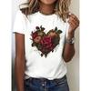 Women's Vintage Floral Print T-Shirt Casual Short Sleeve Round Neck Soft Daily Top