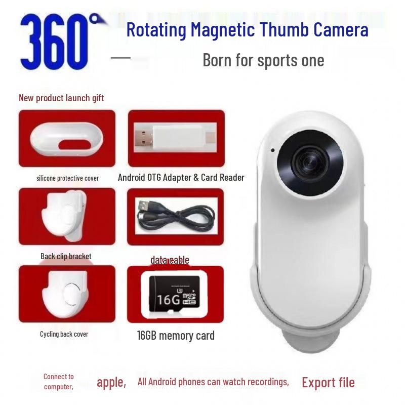 Magnetic Clip HD Wearable Action Camera for Pet and Cycling