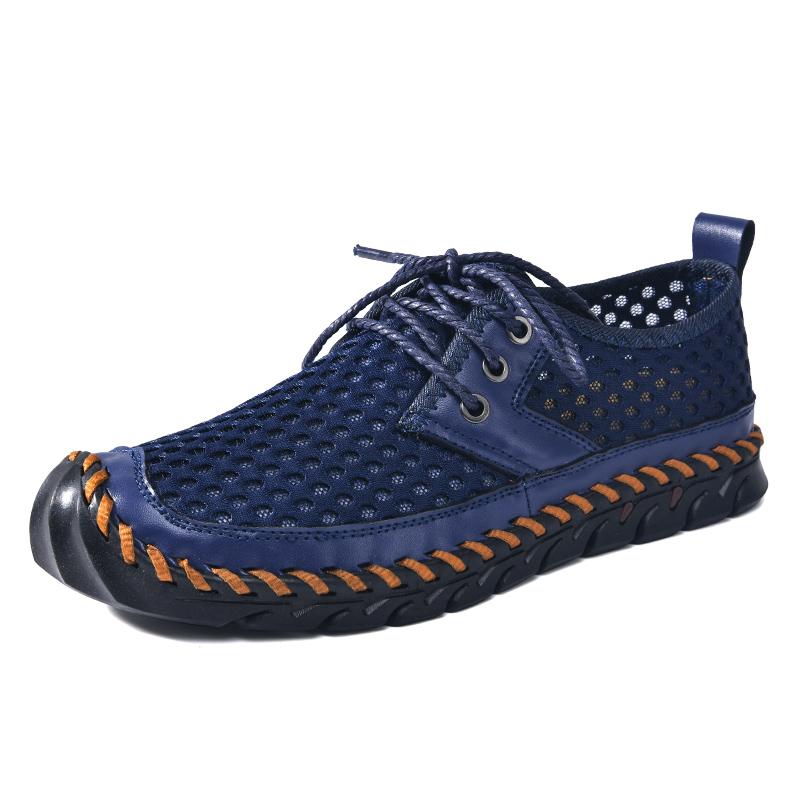 

Men Mesh Sports Shoes Fashi Breathable Lightweight Shoes Outdoor Travel Running Casual Shoes Beach Wading Shoes 38 синий