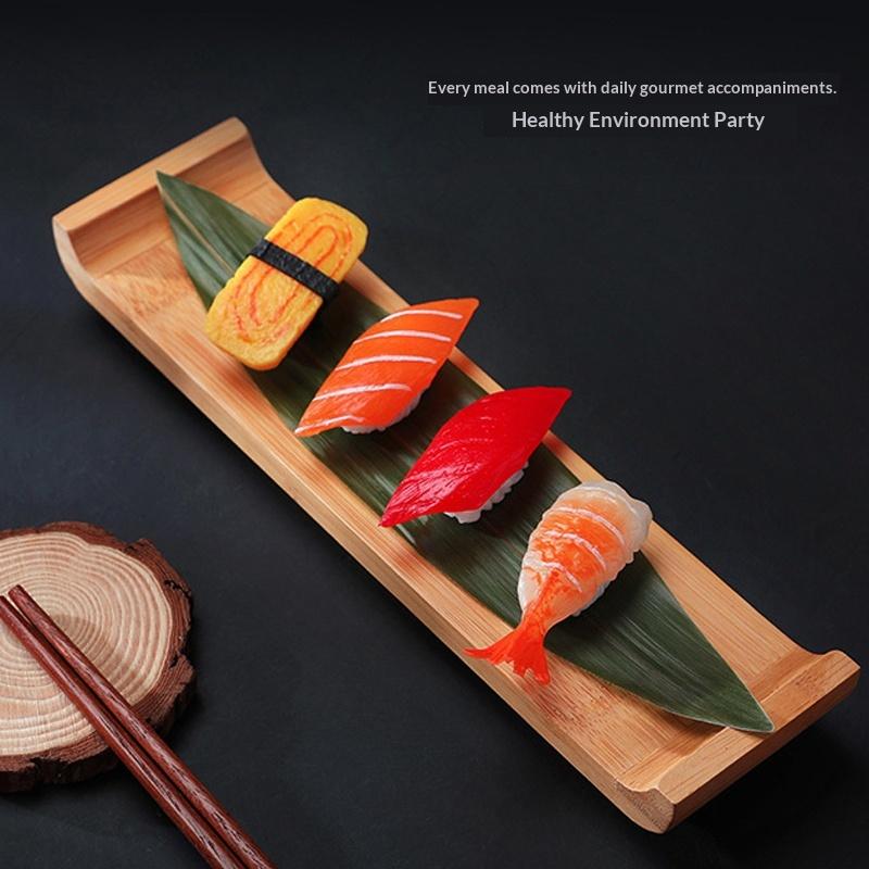 Bambusowa Deska do Sushi Prostokątna Płyta Miska do Gotowania Sashimi Japońska Koreańska Kuchnia Naczynia Stołowe Talerz Serwowania Taca