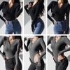 Ribbed Knit Leotard Body [WinsGreat] Women's Long-Sleeve V-Neck Bodysuit, Top, Jumpsuit, Shaper, Innerwear, Sexy, Cute, Slimming, Breathable,