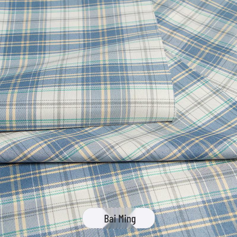 Japanese Plaid Pleated Skirt Fabric - Yarn-Dyed Polyester for DIY Scrunchies & Crafts