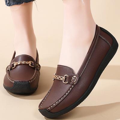 Woman Shoes Leather Casual Shoes With Low Heels Loafers Women's Flats New De Mujer Elegant Heel Footwear Women
