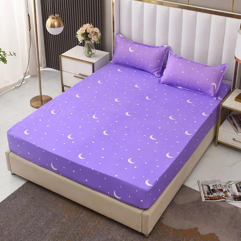 Bed Sheet Anti-slip Fixed Bed Cover Three-piece 1.8 M 2 Meter Bed Protective Cover Dust Protection Package Printing Light Luxury