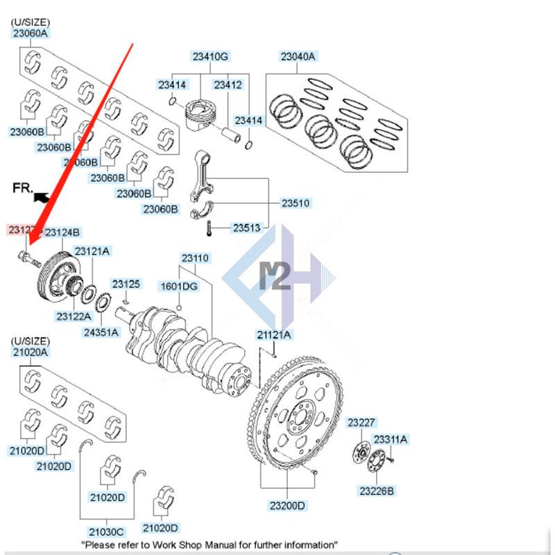 Original Bolt-crankshaft For Azera Santa Fe Starex H1 H100 Libero Maxcruz Palisade Sonata Nf Terracan Veracruz Ix55 23127-101