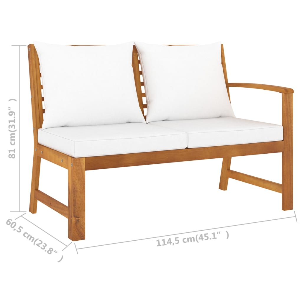 9 Piece Garden Lounge Set with Cream Cushions Solid Acacia Wood
