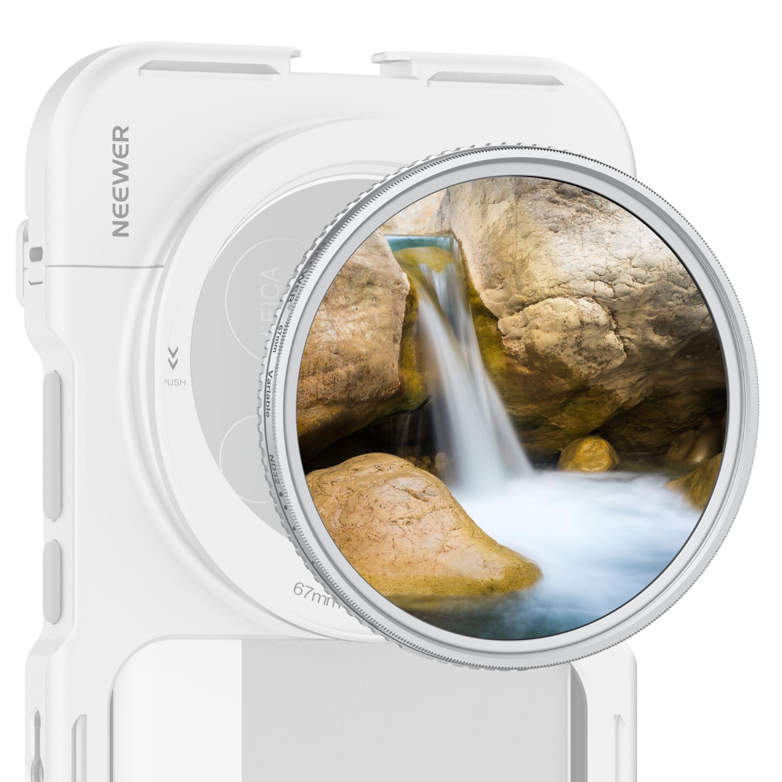 

NEEWER 67mm Variable ND Adjustable HD Optical Silver Aluminum Alloy Slim for Camera Lenses and Smartphones Clip Not Filter, ND2-32, 1-5 Stops,