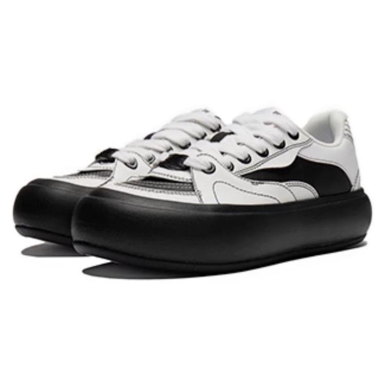 new LiNing Puff Platform Cushioning Low Top Skateboard Shoes Women's White Black