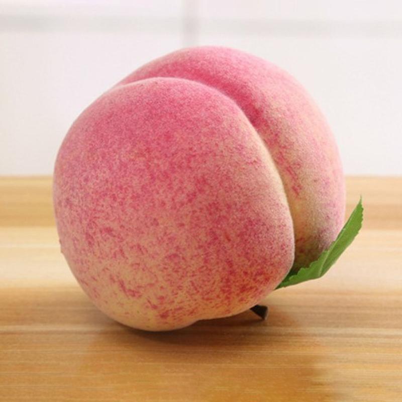 2pcs Artificial Peach Fruit Realistic Faux Fruits Peaches for Home Kitchen Table Decoration and Photography