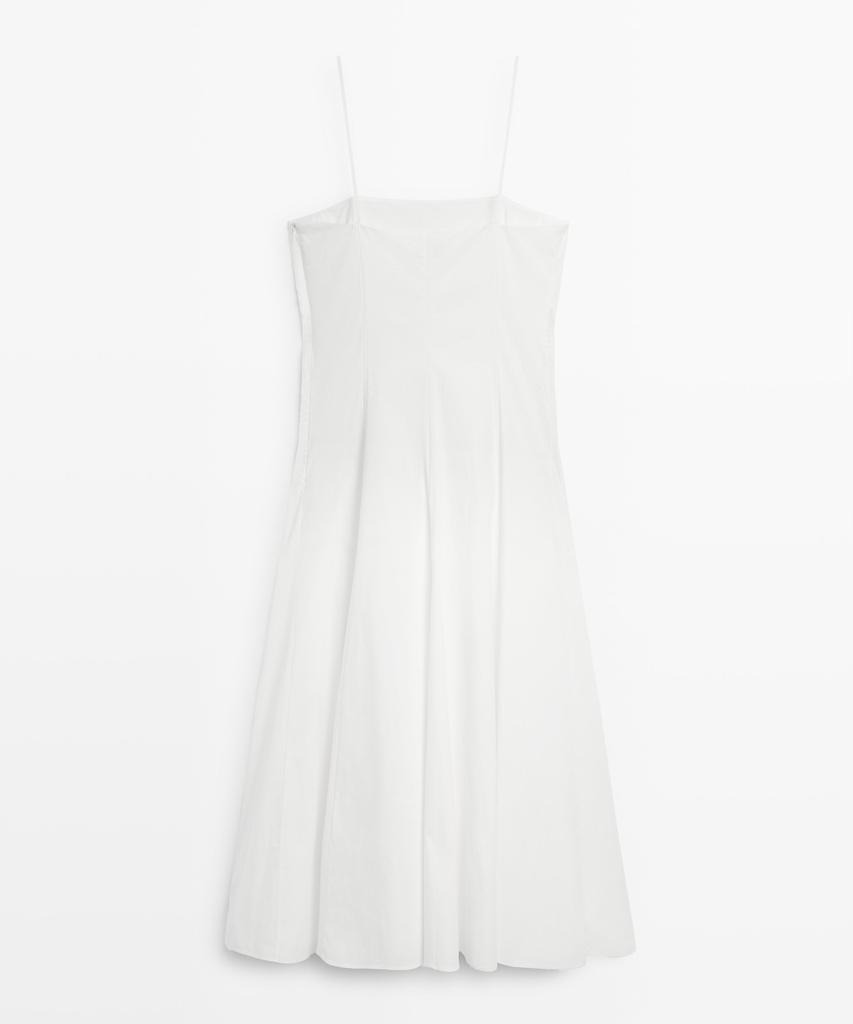 Masimodutti Cotton Poplin Strap Midi Dress