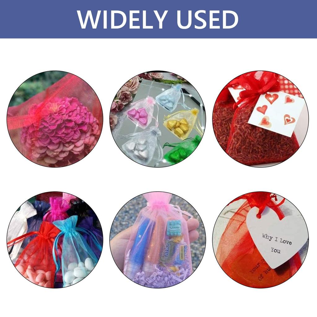 100 Pcs Drawstring Organza Bags Organza Pouches 3x4 inch Small Sachet Jewelry Gift Bags for Jewelry Party Festival Candy Bathroom Soaps Red