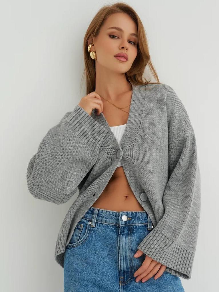 Women's Pink Thick Knit Cardigan - European & American Style