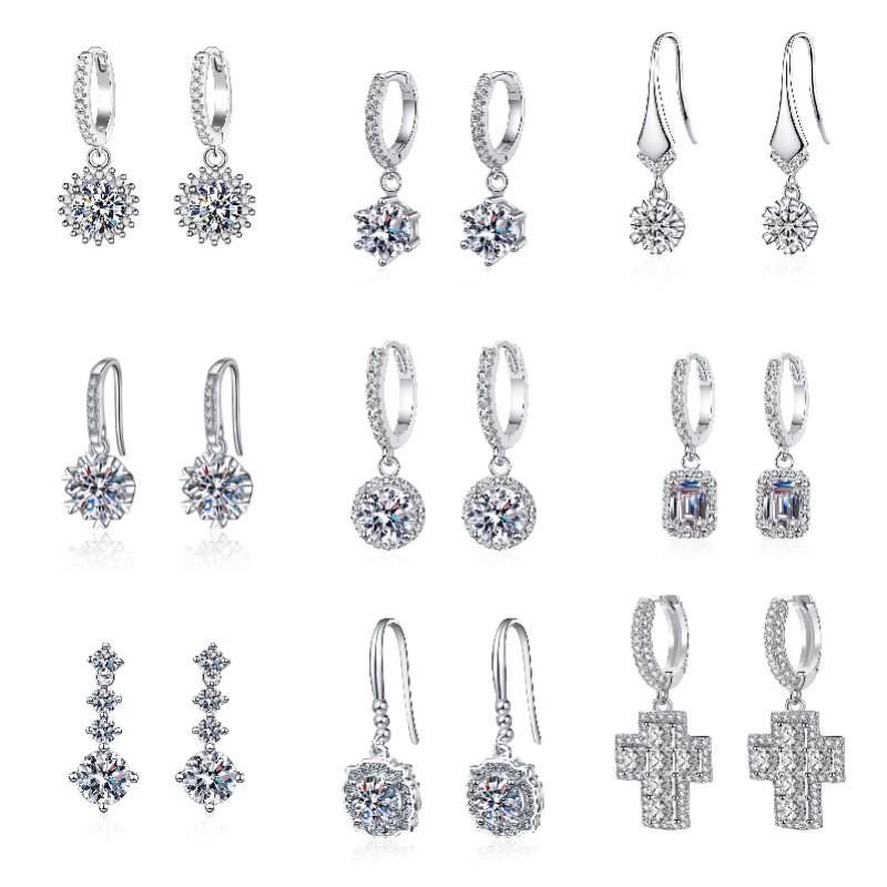 

Charm Luxury Sunflower Dangle Earrings with S925 Silver, Moissanite Petals and Full Diamond Sugar Square
