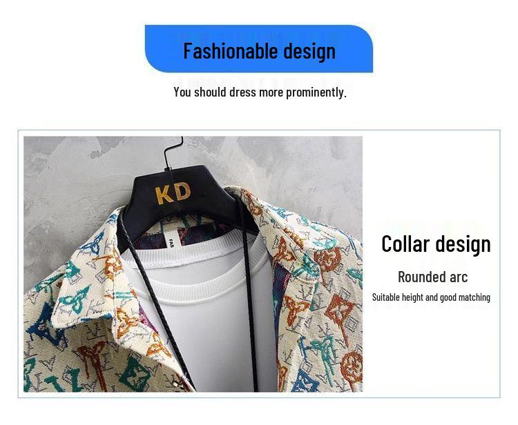 Men's Plus Size Retro Floral Long Sleeve Lightweight Jacket