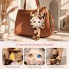 Cute Design Lace Leopard Print Cat Plush Keychain Vinyl Face Doll Pendant  Boys and Girls