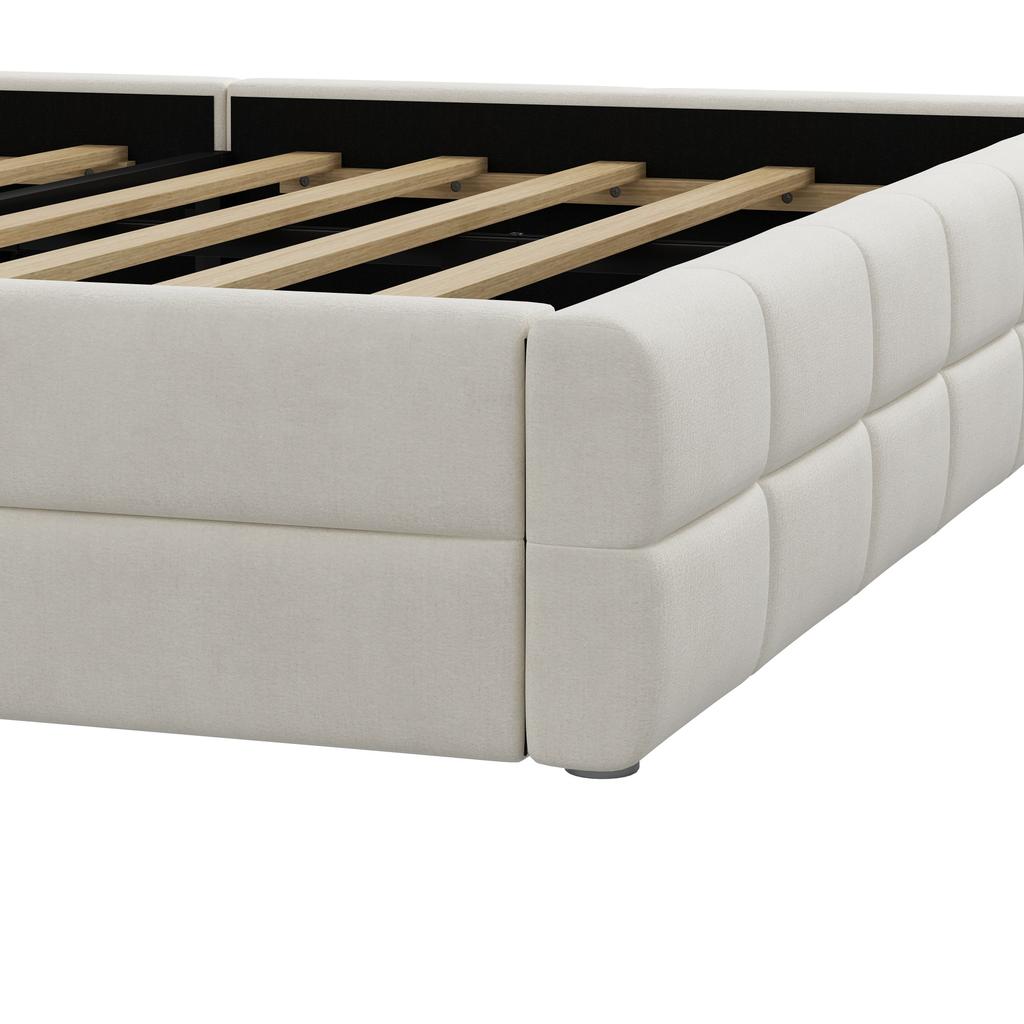Letto a piattaforma imbottito 180X200, beige