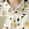 Women Plus Size Cartoon Printed Short Sleeve Shirts Summer Loose Oversized Korean Style Tops