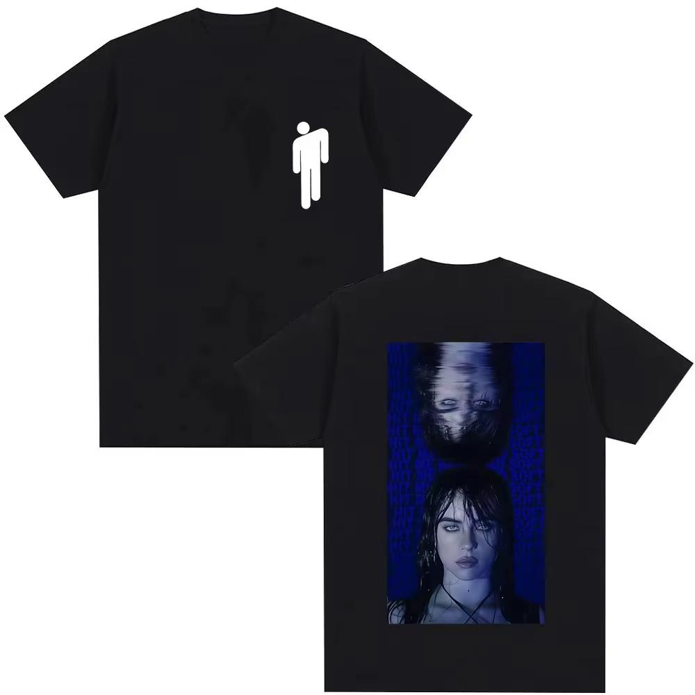 2026 SpringSummer Singer Billie Eilish Mens Shirt Album Cover Pattern Womens Millennium HipHop TShirt S
