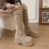 Over The Knee Thigh Boots Autumn New Round Toe Suede Rivet Metal Buckle Platform Anti-Slip Wear-Resistant Single Shoes