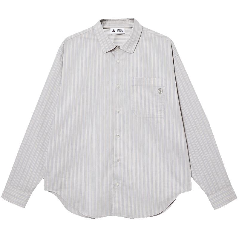 JACK&JONES Men's Striped Long Sleeve Turn-Down Collar Shirt