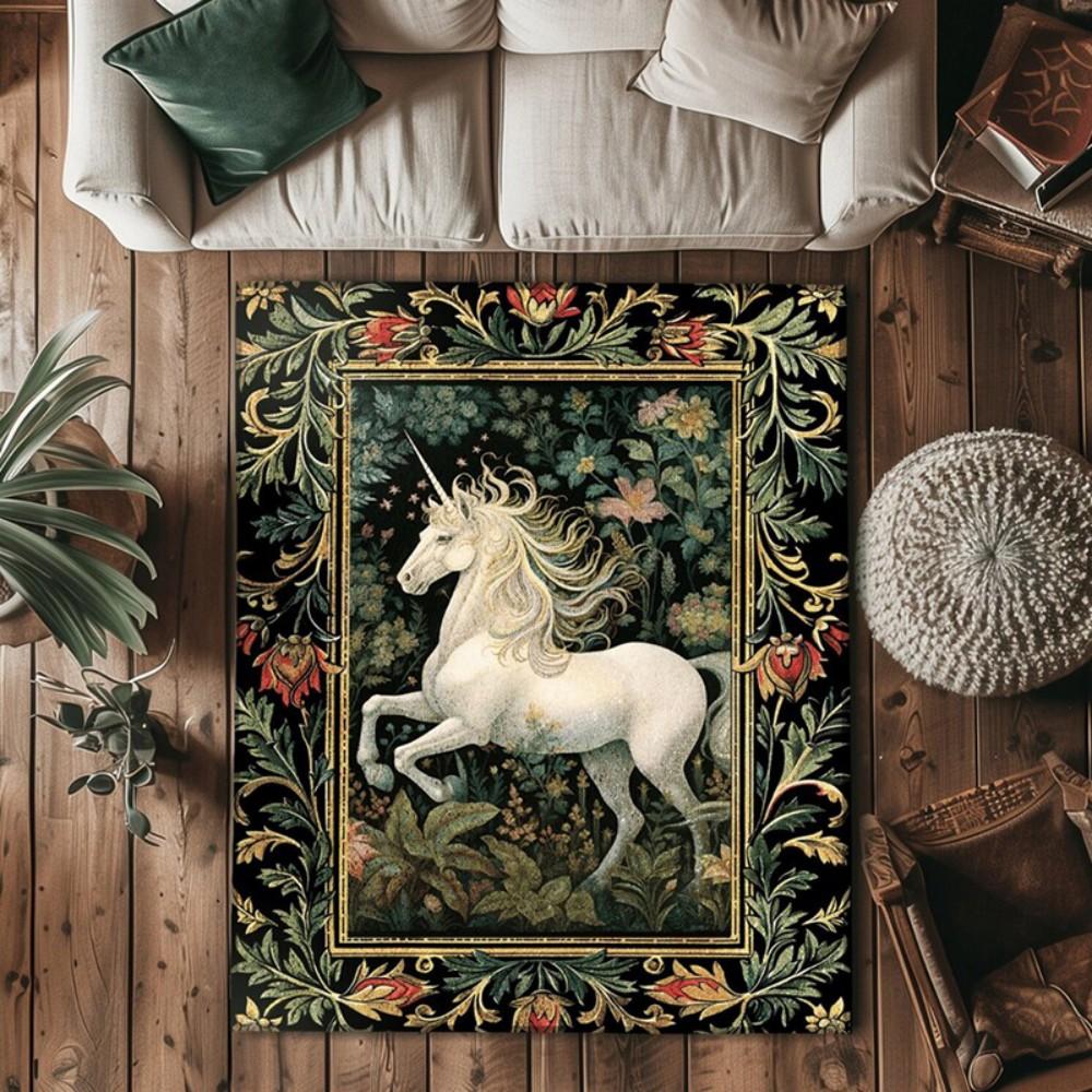 Academia Black Cat Rug Aniaml Floral Bedroom Carpet Anti-slip Washable Carpet for Living Room Rug Kitchen Bedside Soft Carpet