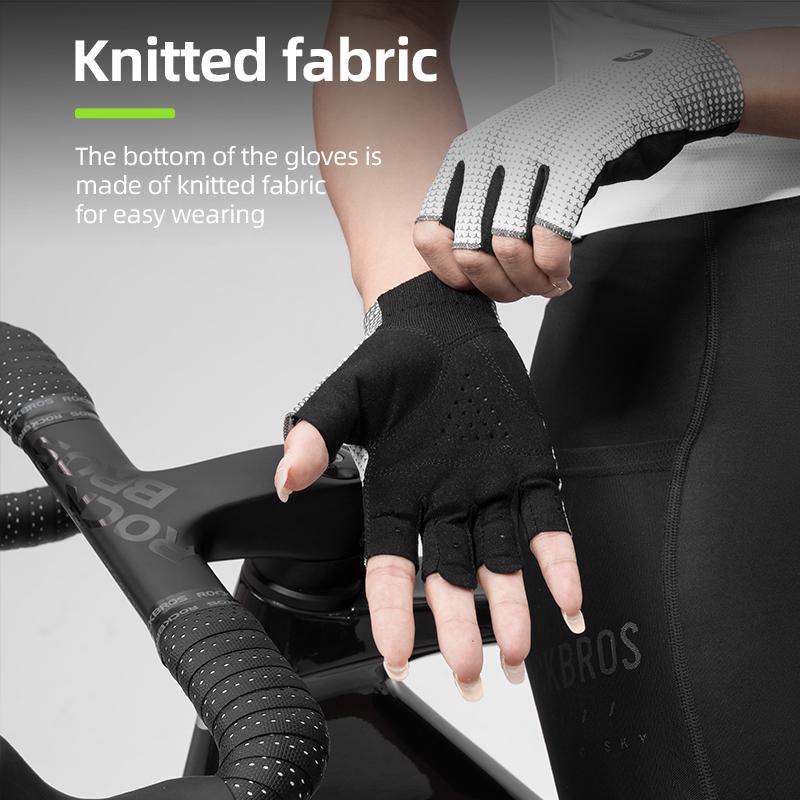 Rockbros Half Finger Gloves Summer Bicycle Gloves Anti-Slip Shock-Absorbing Cycling Fingerless Breathable Gym Gloves