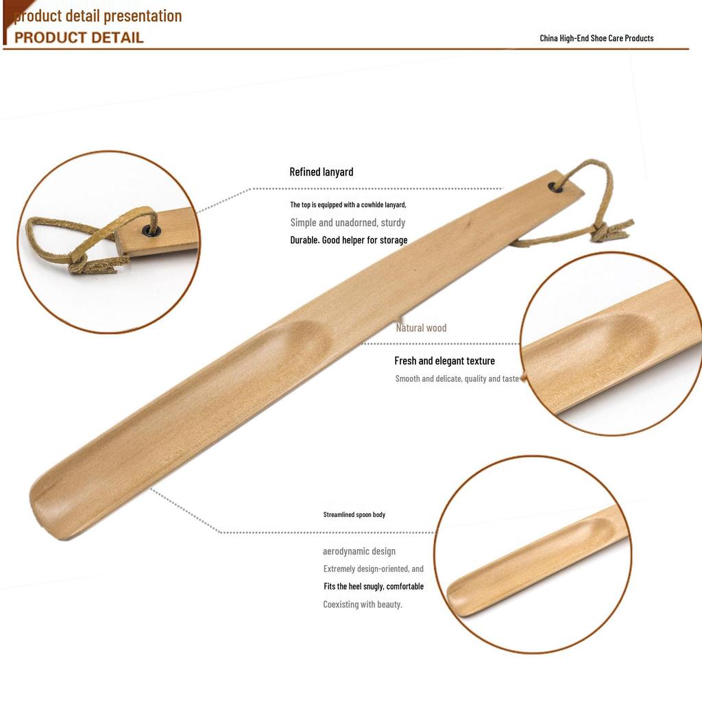 Solid Wood Shoehorn - Convenient 38cm Shoe Lifter for Home, Hotel, Pregnant Women, and Elderly