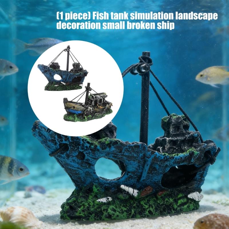 Handcrafted Fish Tanks Ornament Miniature Wrecked Ship Artificial Boats Aquariums Decoration for Underwater Sceneries