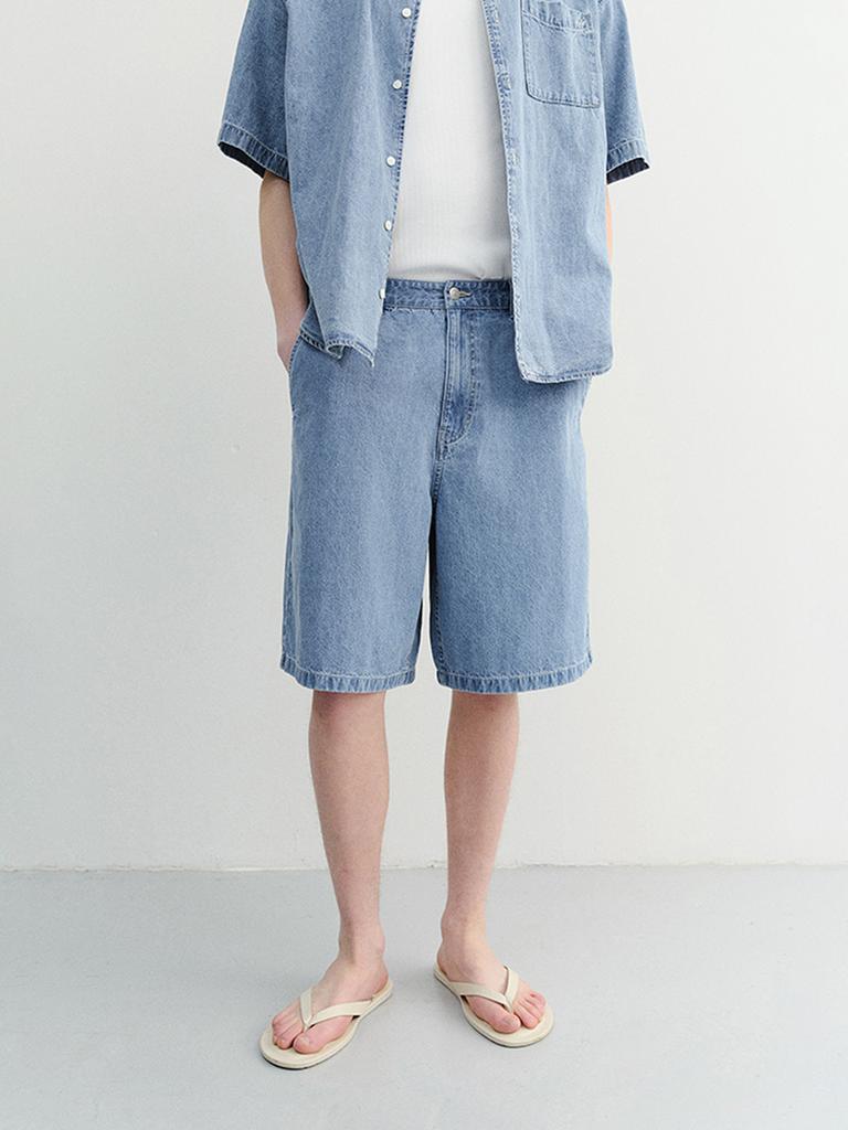 Deonseuteupomaen Linen Denim Shorts_Unisex_Udpa6B129_Light Blue