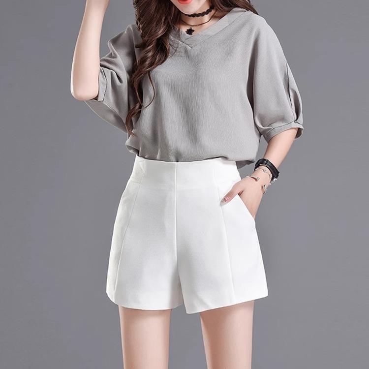 

Женские шорты с высокой талией, белые, с широкими штанинами - Весенние повседневные А-силуэта, стройнящие брюки для костюма S белый