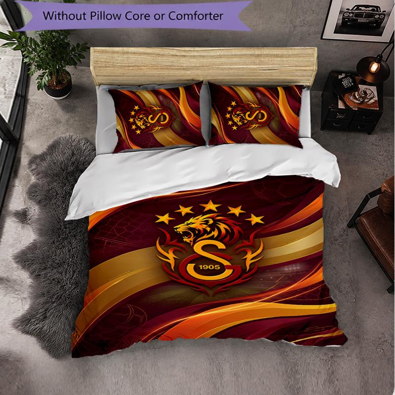 Biancheria da letto a tema Galatasaray FC Set 3 Pezzi Copripiumino Biancheria da letto decorativa per camera da letto per adolescenti Decorazione per la casa